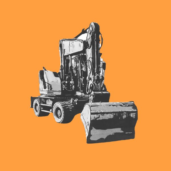 CAT M318 Mobilbagger auf befestigter Fläche