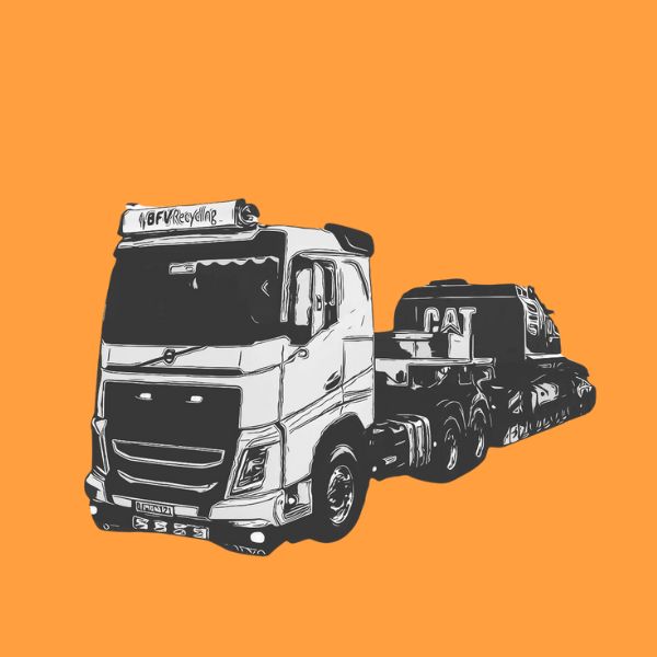 Volvo FH500 Sattelzug mit Nooteboom-Tiefbett