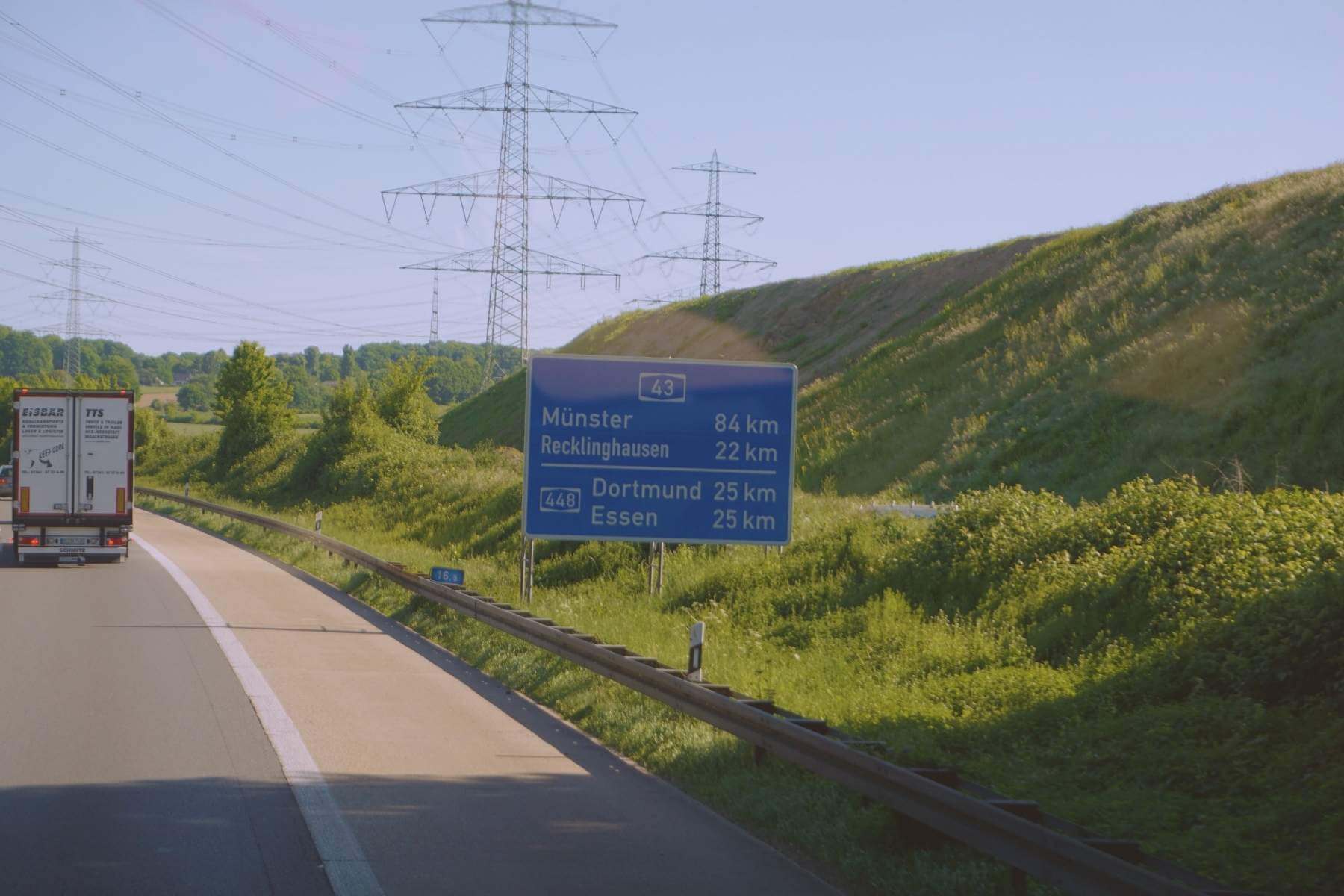 Autobahnschild Richtung Münster, Recklingshausen, Essen